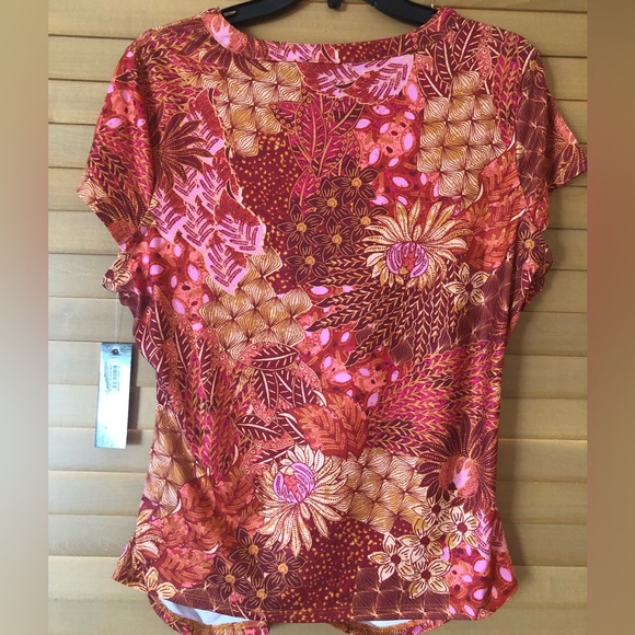THOMAS & OLIVIA NWT CHIC SILKY CAP SLEEVES, LACED & TIE V-NECK TOP IN FLORAL PXL - Picture 6 of 7